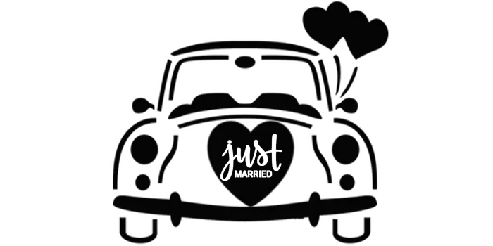 Wedding car just married black