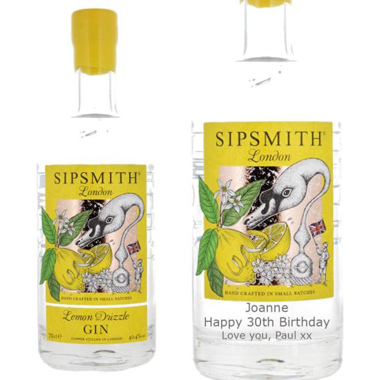 Personalised Sipsmith Lemon Drizzle Gin 70cl
