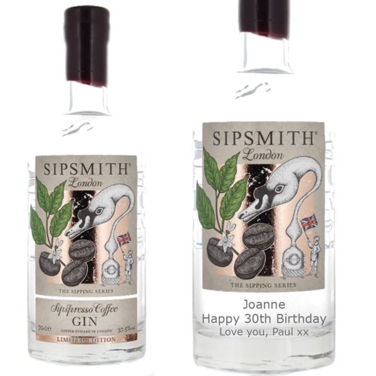 Personalised Sipsmith Sipspresso Coffee Gin 70cl