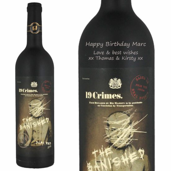 Personalised 19 Crimes The Banished Red Wine 75cl