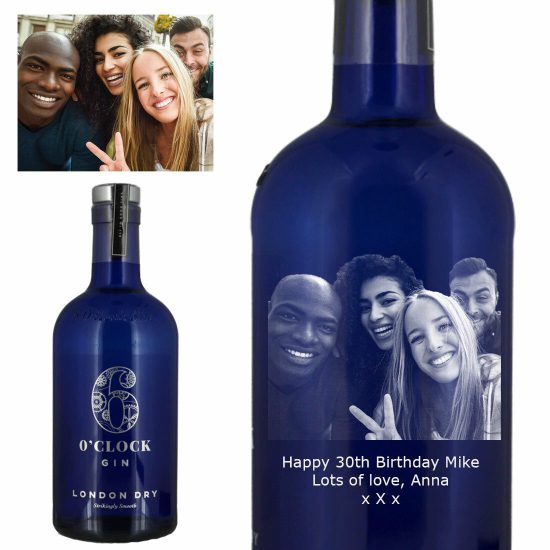 Photo Engraved 6 O'Clock London Dry Gin 70cl