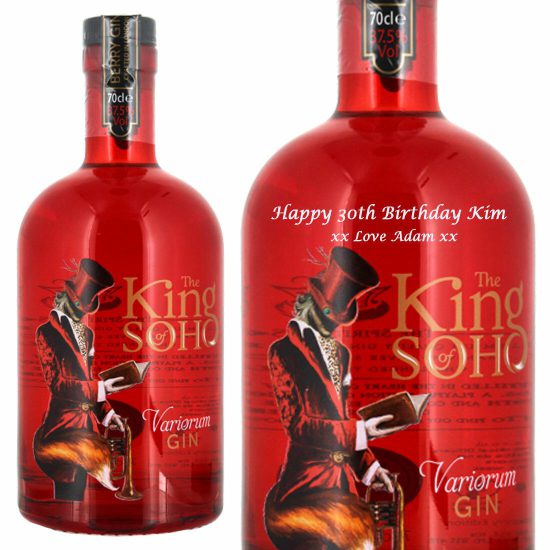 Personalised The King Of Soho Variorum Pink Berry Gin 70cl