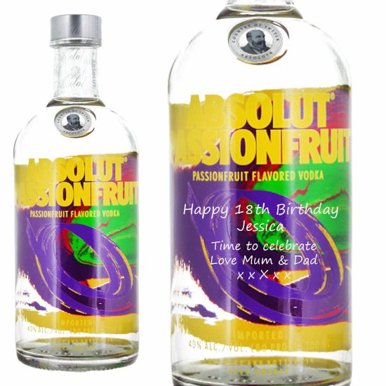 Personalised Absolut Passiofruit Vodka 70cl