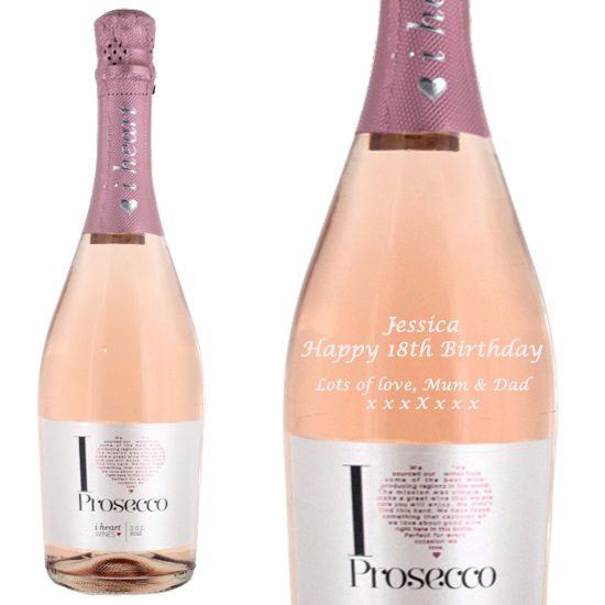 Personalised I Heart Prosecco Rose Sparkling Wine