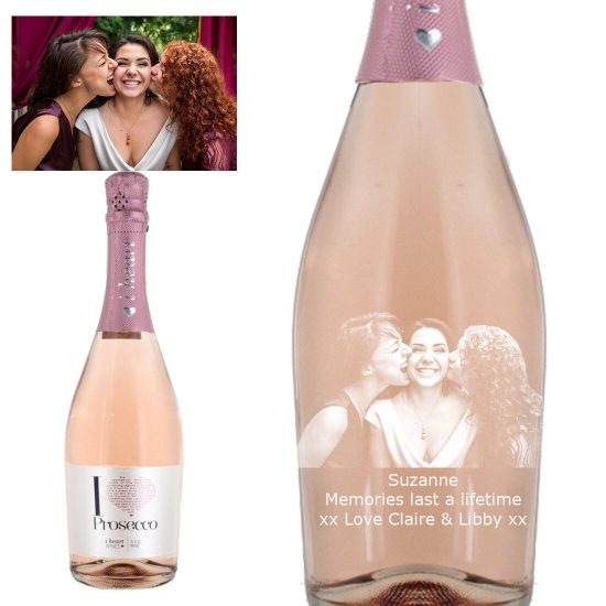 Photo Engraved I Heart Prosecco Rose Sparkling Wine