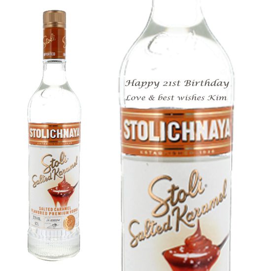 Personalised Stolichnaya Salted Caramel Vodka 70cl