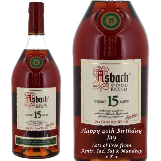 Personalised Asbach 15 year old 70cl