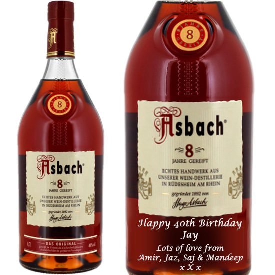 Personalised Asbach 8 year old Privatbrand 70cl