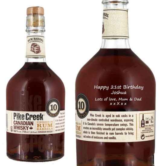 Personalised Pike Creek 10 Year Old Canadian Whisky 70cl